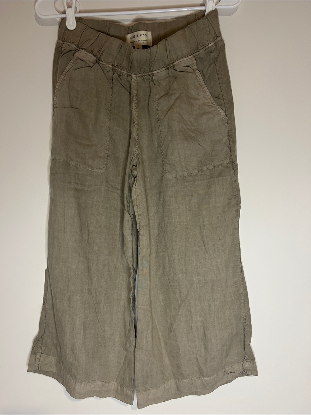Cloth & Stone (Anthropologie) Linen Blend Wide Leg Cropped Pants - XS